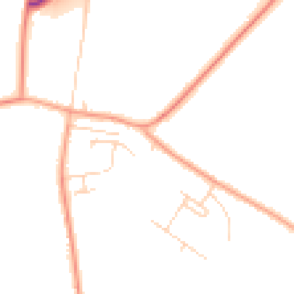 Daytime road noise heatmap for PE14 7RU