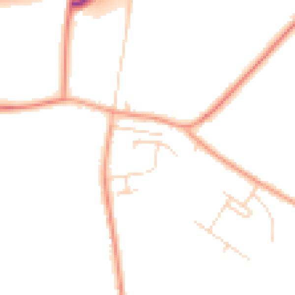Daytime road noise heatmap for PE14 7TD