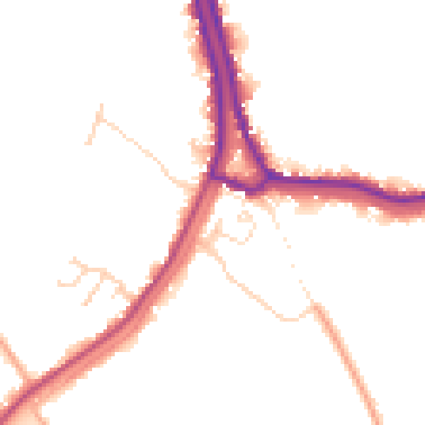 Daytime road noise heatmap for PE14 8RE