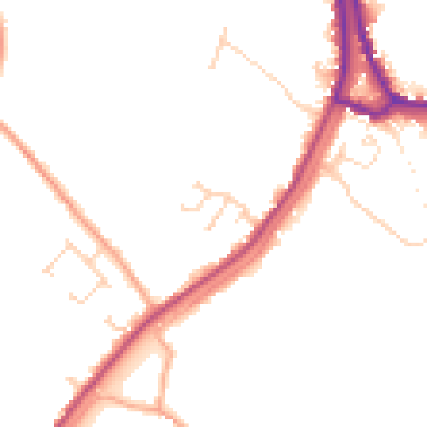 Daytime road noise heatmap for PE14 8RT