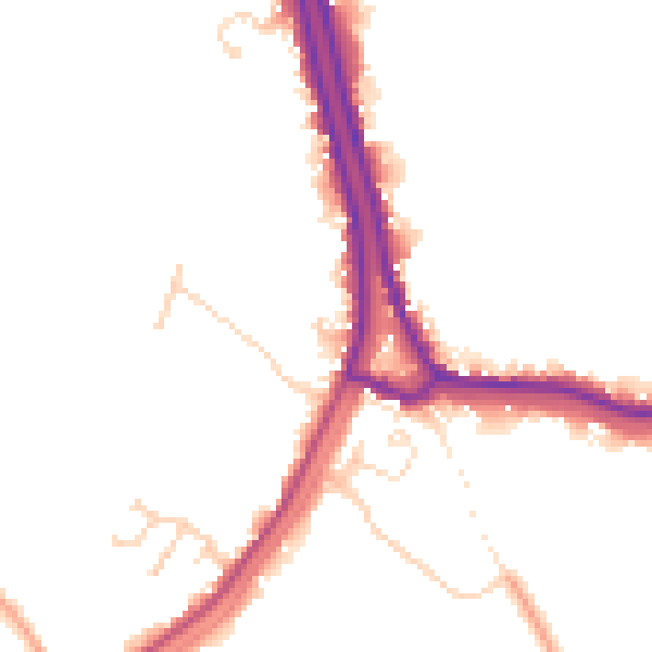 Daytime road noise heatmap for PE14 8TA