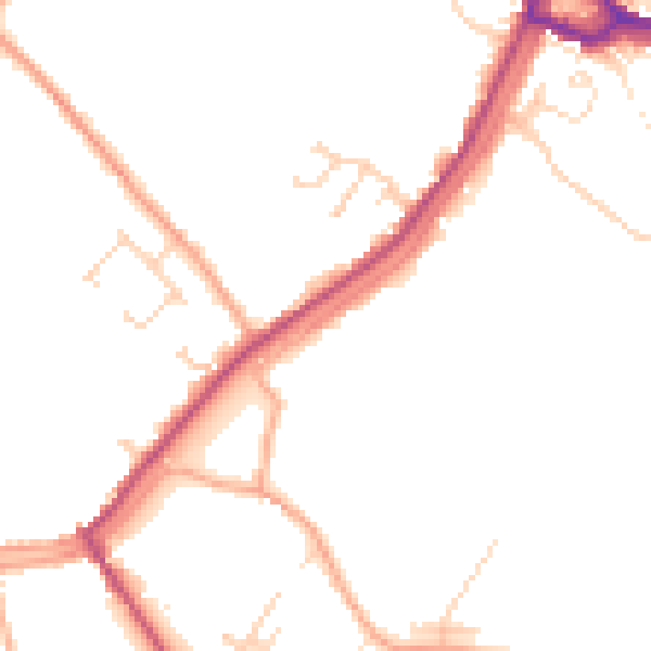 Daytime road noise heatmap for PE14 9BB