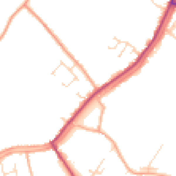 Daytime road noise heatmap for PE14 9BF