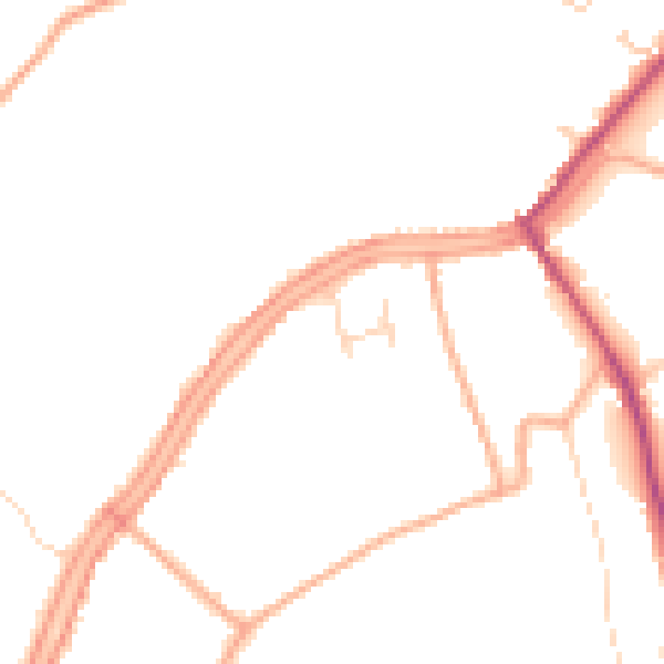 Daytime road noise heatmap for PE14 9EP
