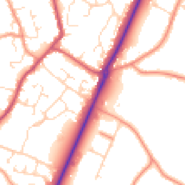 Daytime road noise heatmap for PE20 1AN