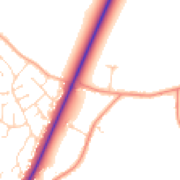 Daytime road noise heatmap for PE20 1AS