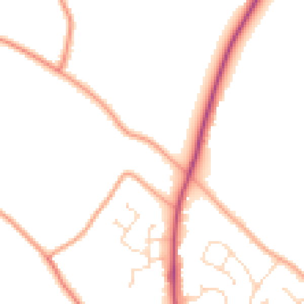 Daytime road noise heatmap for PE20 1BF