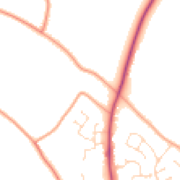Daytime road noise heatmap for PE20 1BG