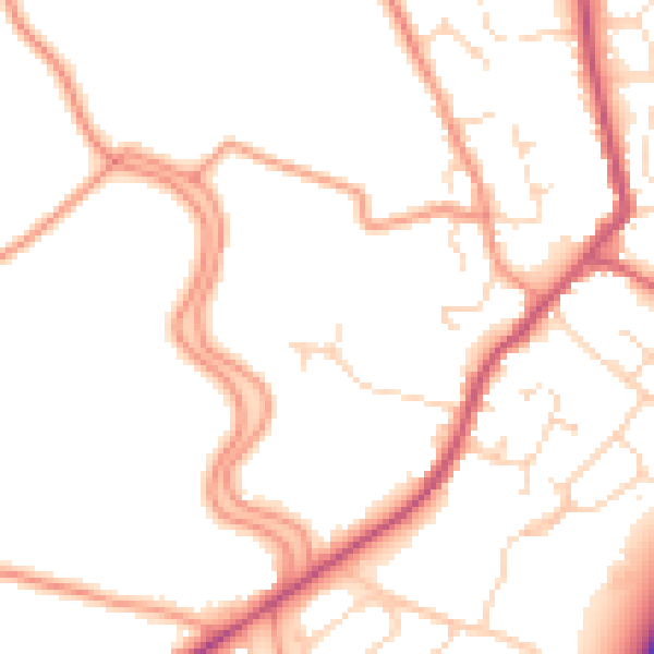 Daytime road noise heatmap for PE20 1BH
