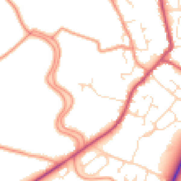 Daytime road noise heatmap for PE20 1BJ