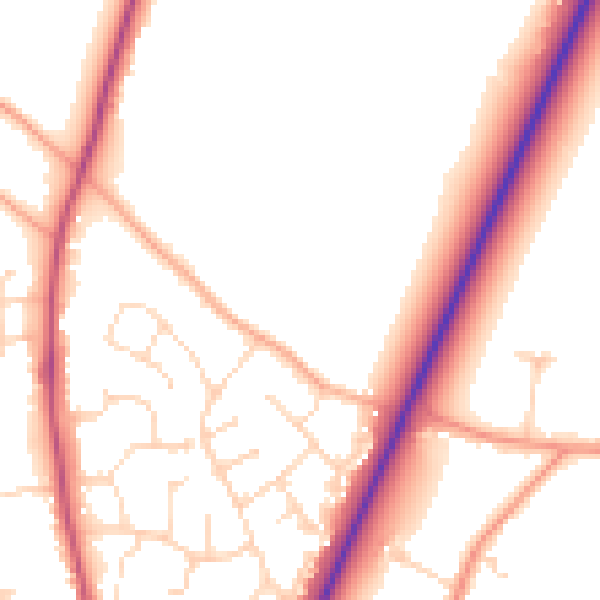 Daytime road noise heatmap for PE20 1BS