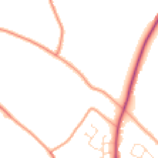 Daytime road noise heatmap for PE20 1BT