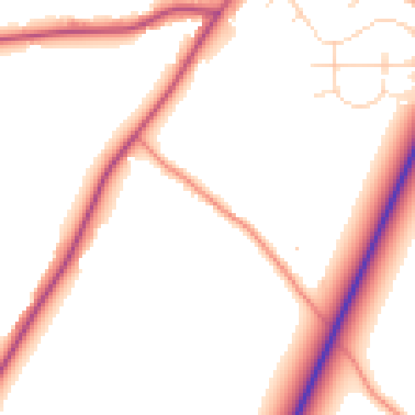 Daytime road noise heatmap for PE20 1BW