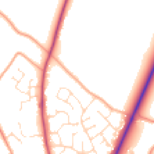 Daytime road noise heatmap for PE20 1BX
