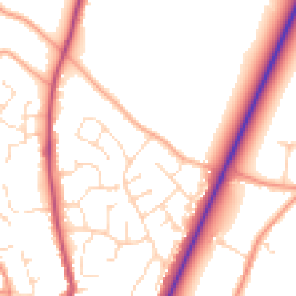 Daytime road noise heatmap for PE20 1BY
