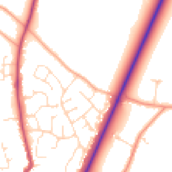 Daytime road noise heatmap for PE20 1BZ