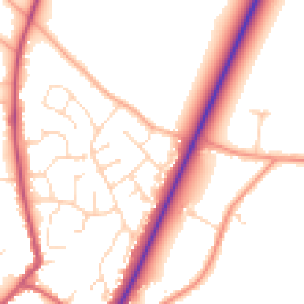 Daytime road noise heatmap for PE20 1DB