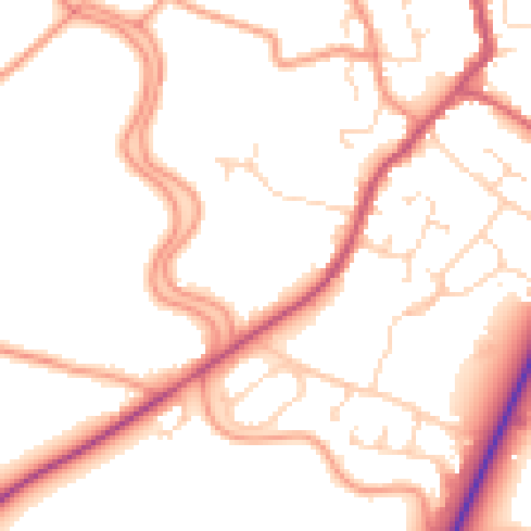 Daytime road noise heatmap for PE20 1DH