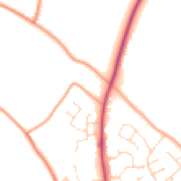 Daytime road noise heatmap for PE20 1DL