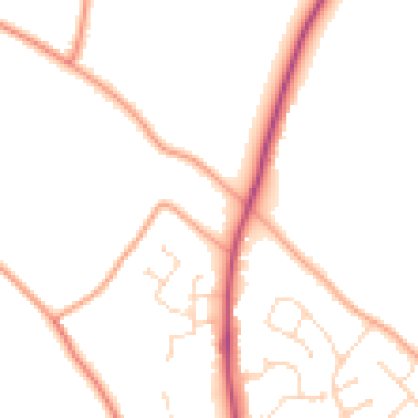 Daytime road noise heatmap for PE20 1DN