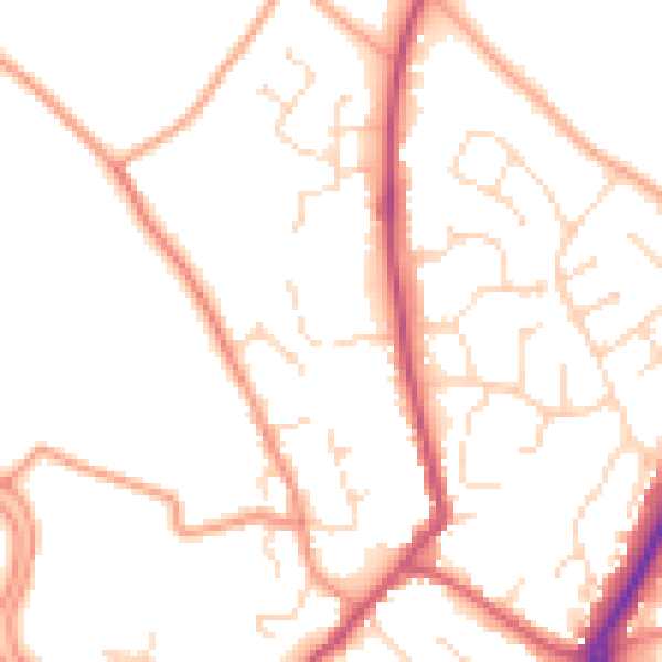 Daytime road noise heatmap for PE20 1DP