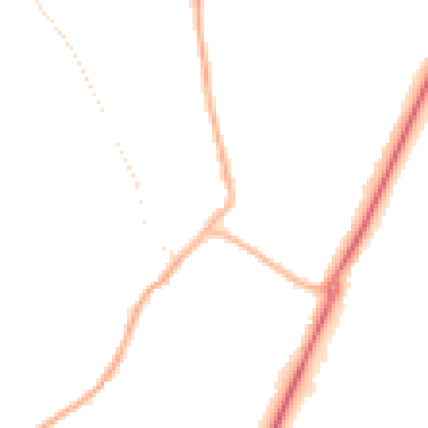 Night-time road noise heatmap for PE20 1DR