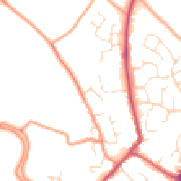 Daytime road noise heatmap for PE20 1EA