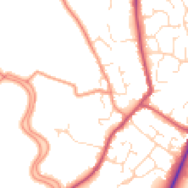 Daytime road noise heatmap for PE20 1EL