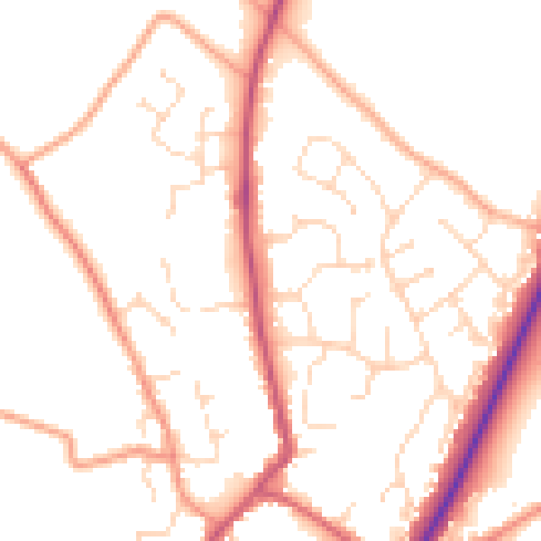 Daytime road noise heatmap for PE20 1EU
