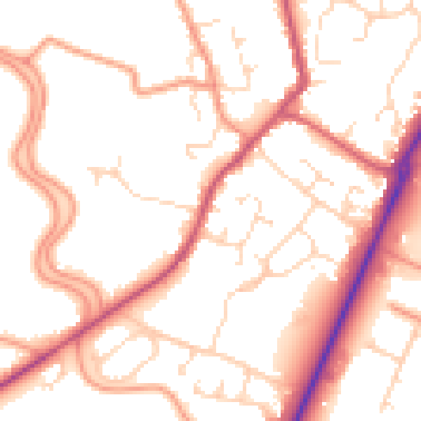 Daytime road noise heatmap for PE20 1JA