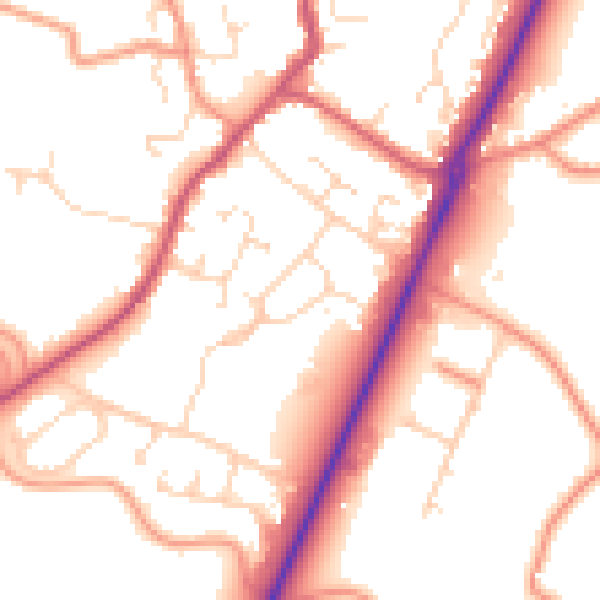 Daytime road noise heatmap for PE20 1JT