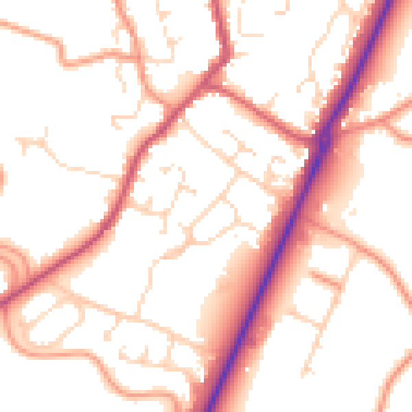 Daytime road noise heatmap for PE20 1JX