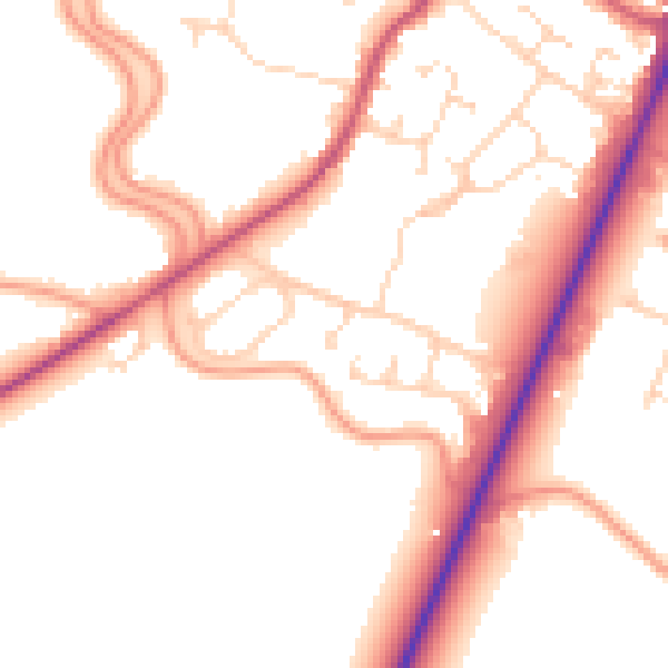 Daytime road noise heatmap for PE20 1LE
