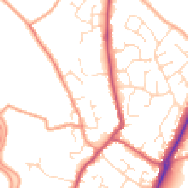Daytime road noise heatmap for PE20 1LG