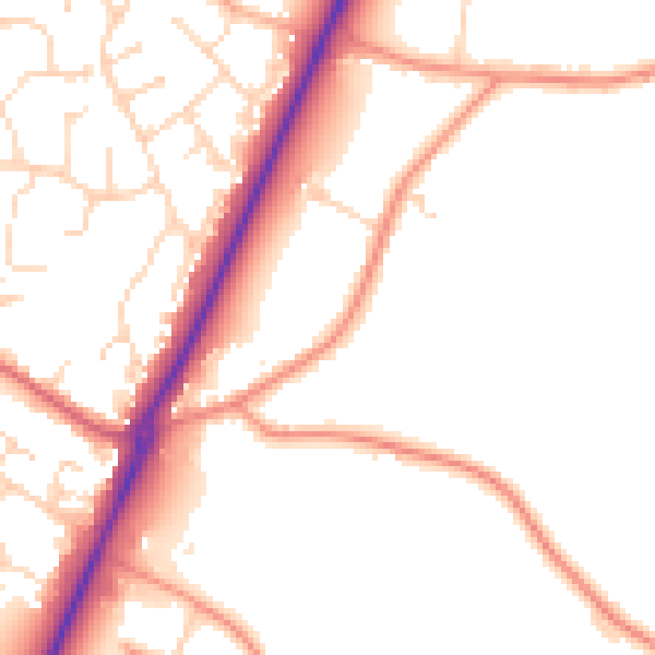 Daytime road noise heatmap for PE20 1LJ