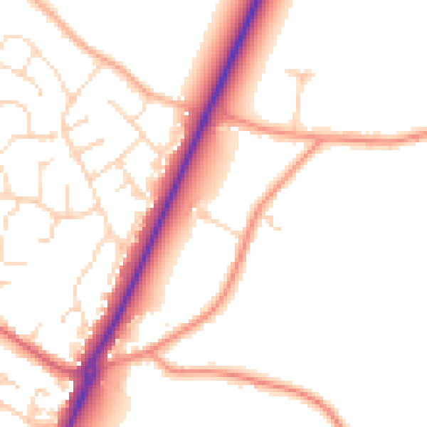 Daytime road noise heatmap for PE20 1LN