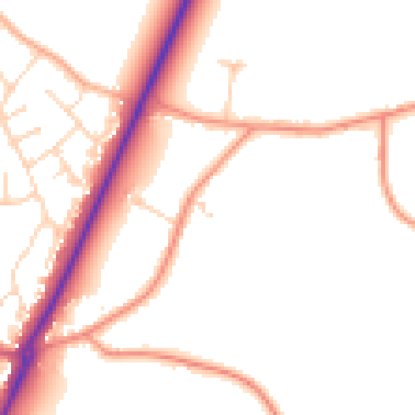 Daytime road noise heatmap for PE20 1NE