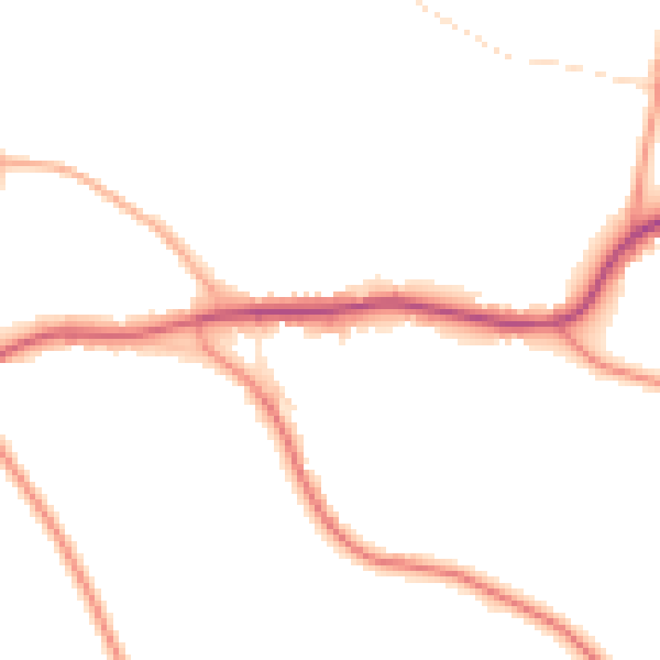 Daytime road noise heatmap for PE20 1NJ