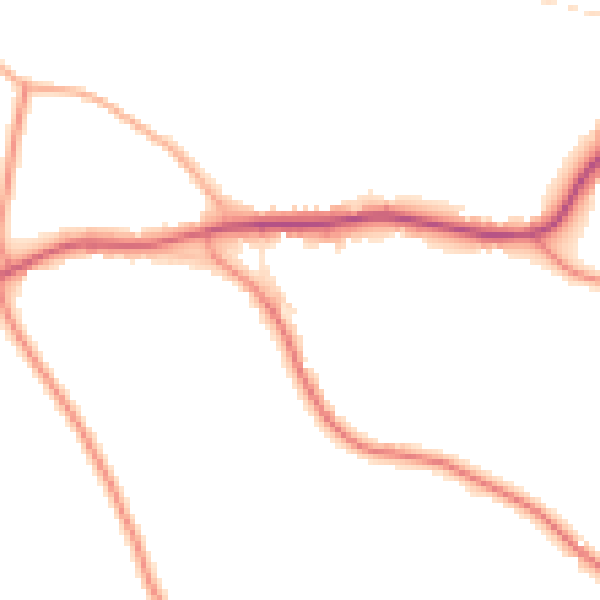 Daytime road noise heatmap for PE20 1NP