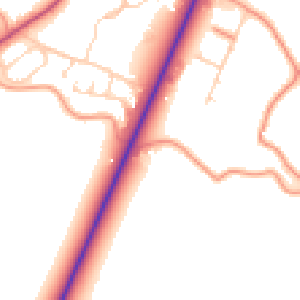 Daytime road noise heatmap for PE20 1QA