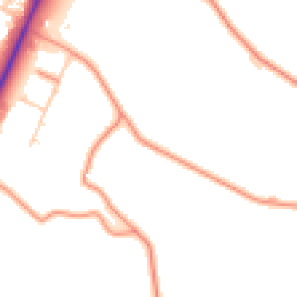 Daytime road noise heatmap for PE20 1QH