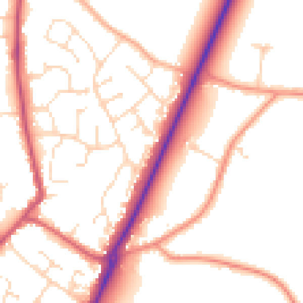 Daytime road noise heatmap for PE20 1QP