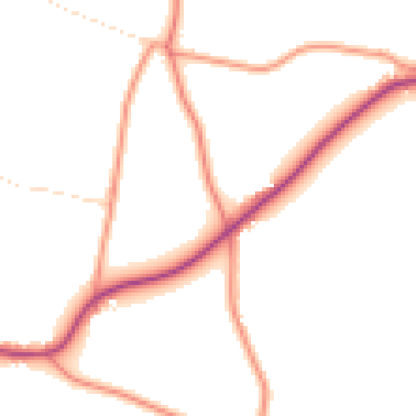 Daytime road noise heatmap for PE20 1RB