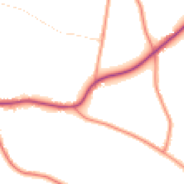Daytime road noise heatmap for PE20 1RJ