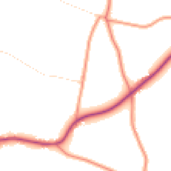 Daytime road noise heatmap for PE20 1RN