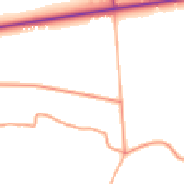 Daytime road noise heatmap for PE20 1SL