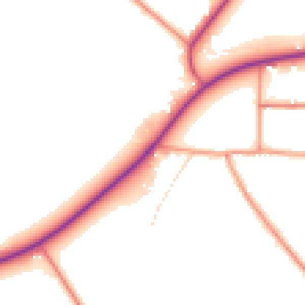Daytime road noise heatmap for PE20 1TG