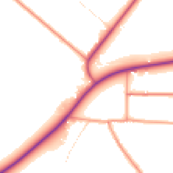 Daytime road noise heatmap for PE20 1TT