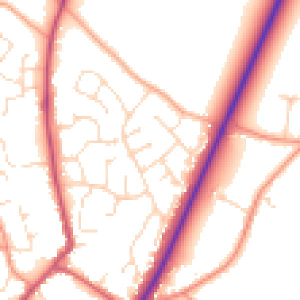 Daytime road noise heatmap for PE20 1XQ
