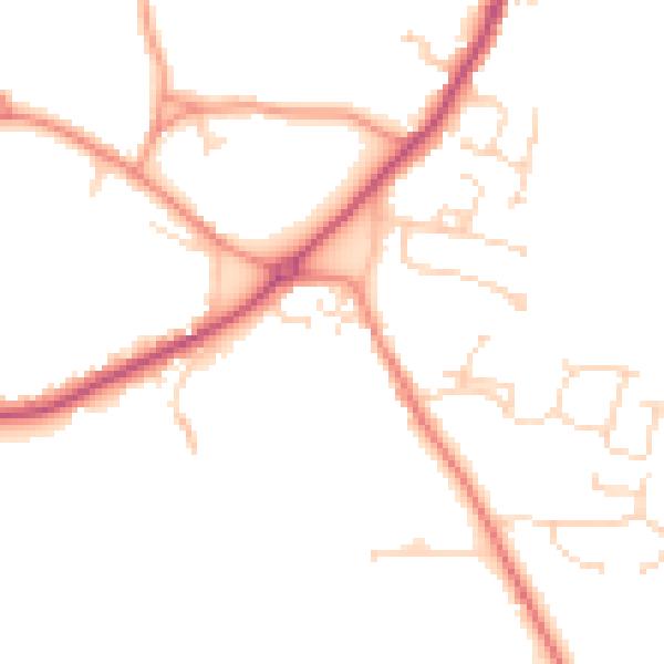 Daytime road noise heatmap for PE20 2BP